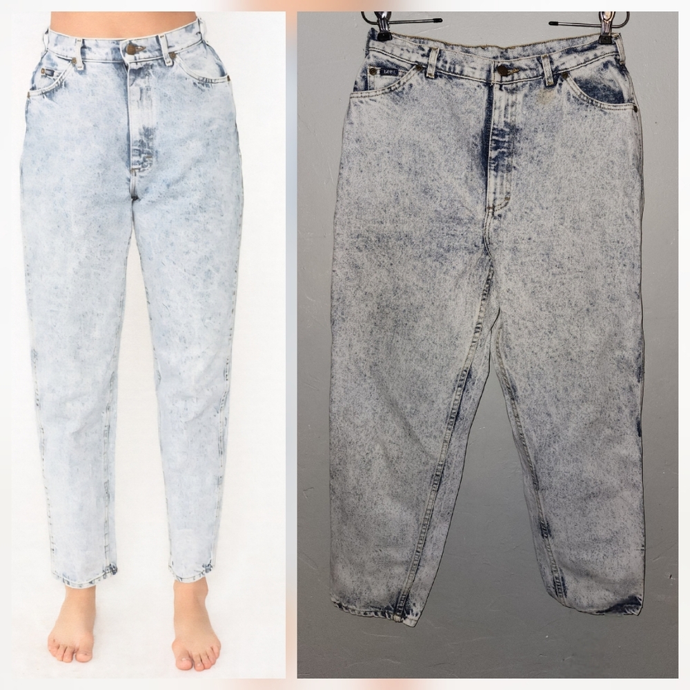 Vintage 1980s Acid Wash High Waisted Mom Jean By Lee
